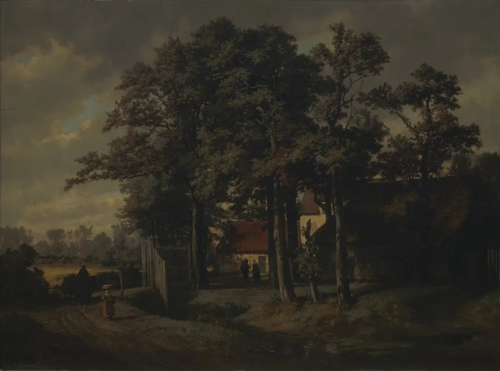 Farm in Merksem, by Gustave Louis Marie Piéron, oil, 1863