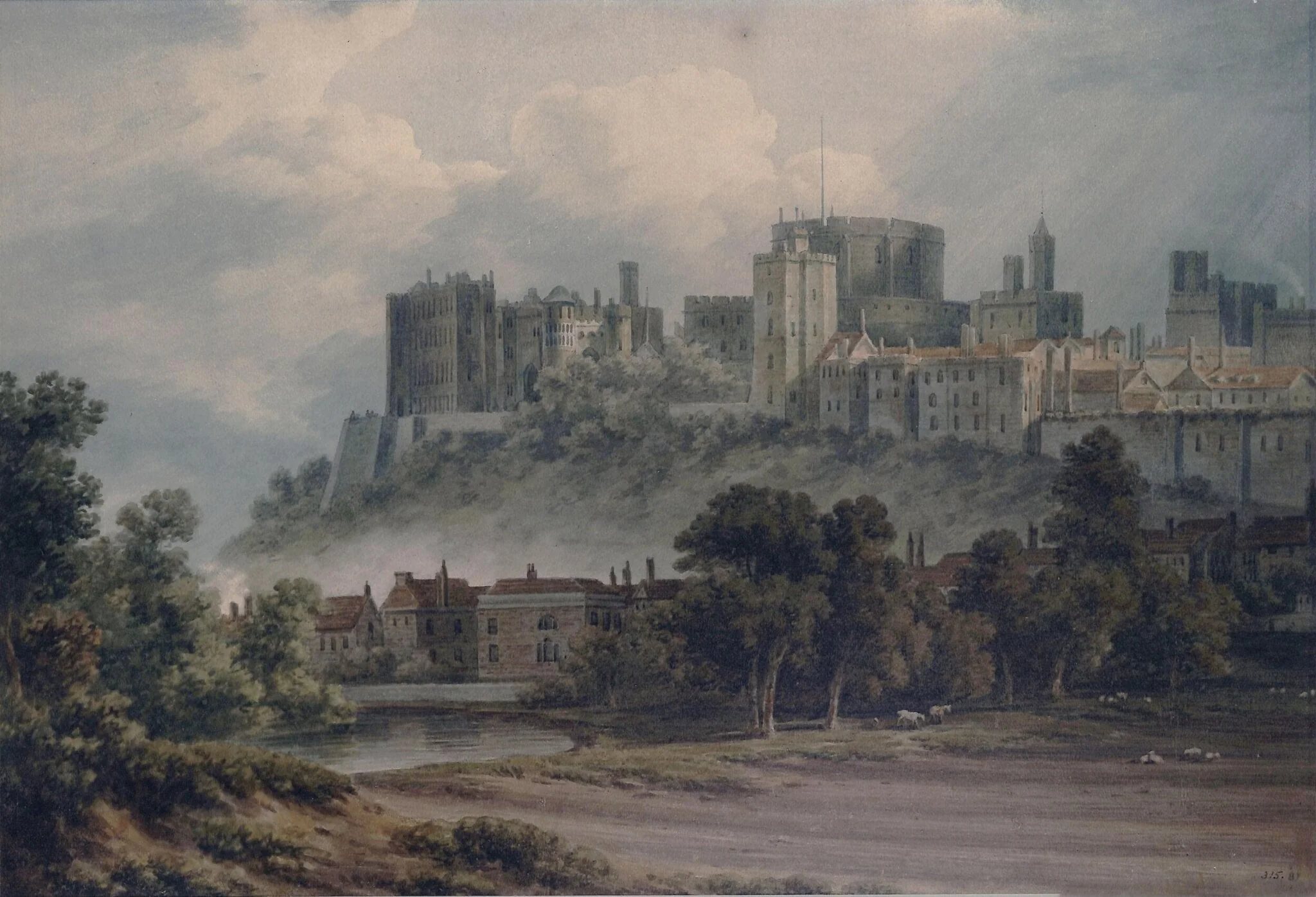 Windsor Castle from the level of the Thames, detail