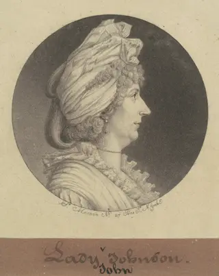 Lady Mary Watts Johnson, by Charles B. J. Févret de Saint-Mémin, ink, 1797