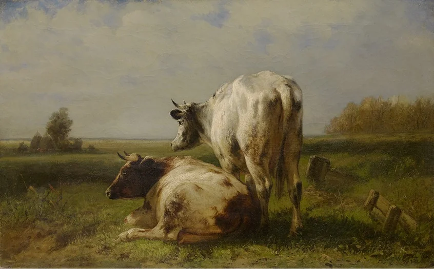 Koeien in de weide, detail