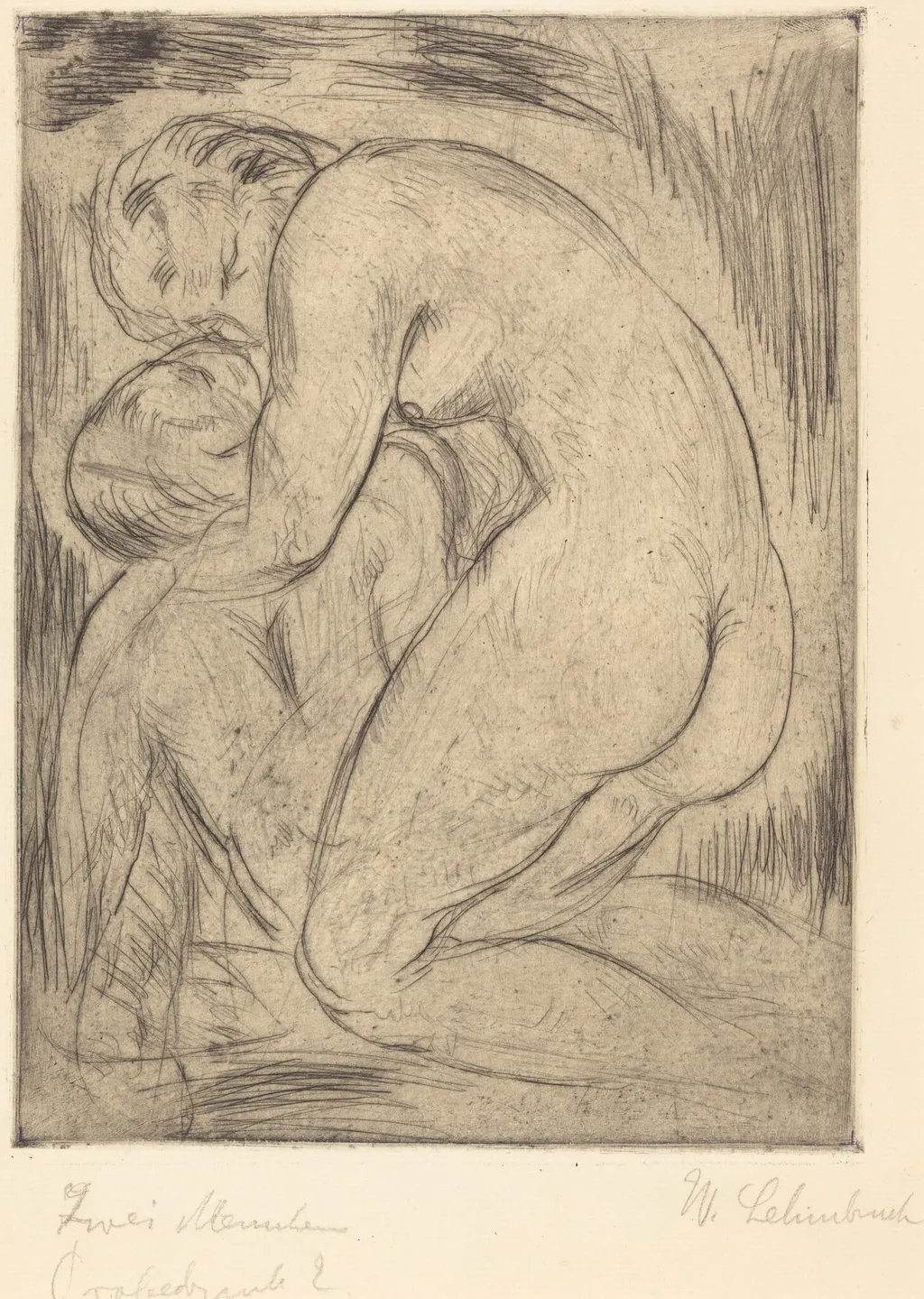 The Dead Man (Der tote Mann), by Wilhelm Lehmbruck, ink, 1915
