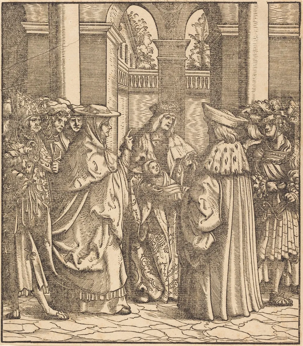 The Archbishop Blessing the Child after the Baptism, by Hans Burgkmair I, ink, 1502