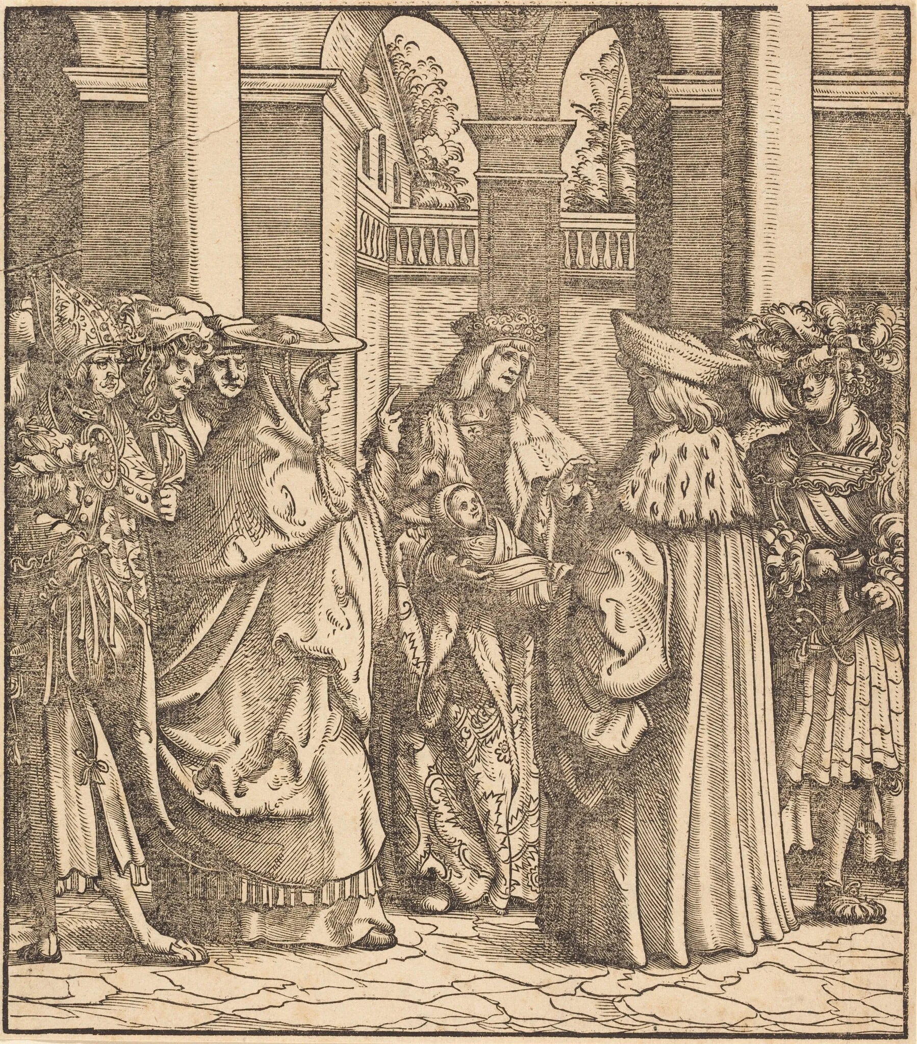 The Archbishop Blessing the Child after the Baptism, detail