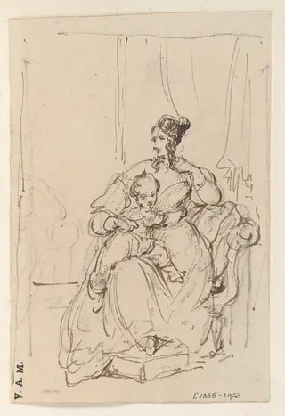 A Western woman with a child on her knee, by George Chinnery, 19