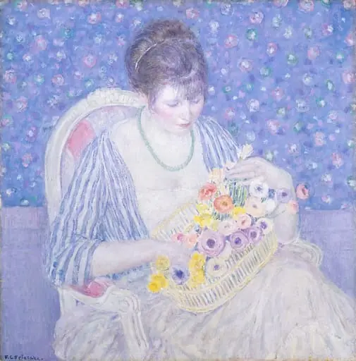 The Basket of Flowers, by Frederick Carl Frieseke, oil, 1915