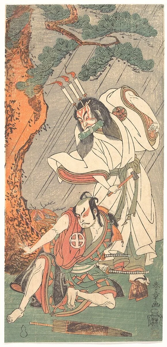 九代目市村羽左衛門・三代目大谷廣次|Kabuki Actors Ichimura Uzaemon IX as Ko-kakeyama and Ōtani Hiroji III as Kōga Saburō, detail