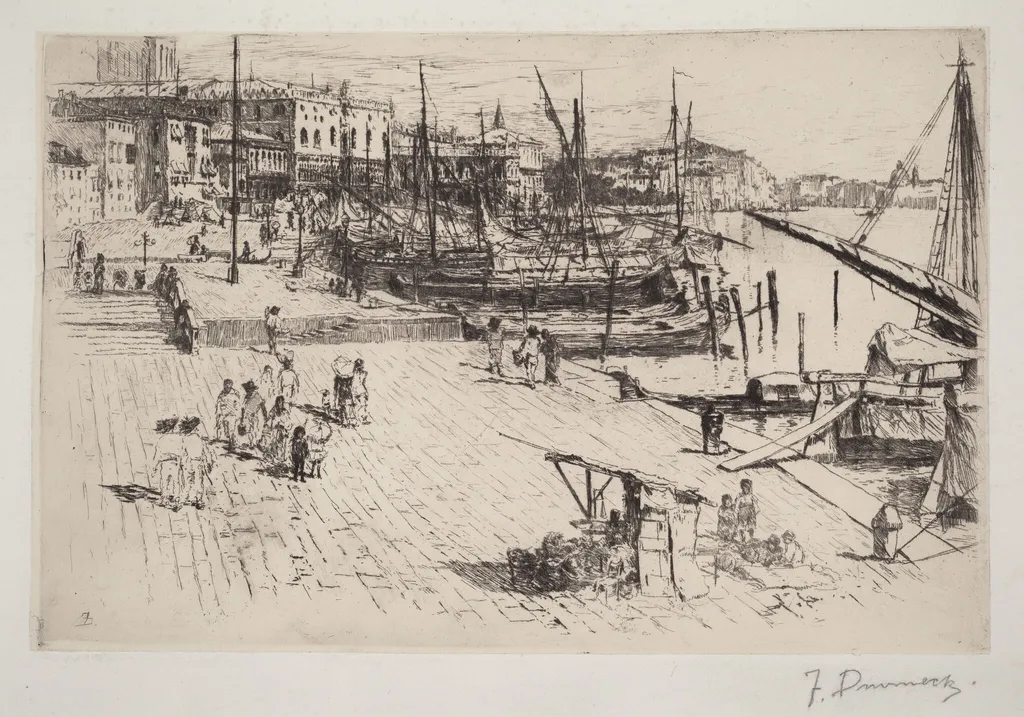 Riva degli Schiavoni, No. 1, by Frank Duveneck, ink, 1880