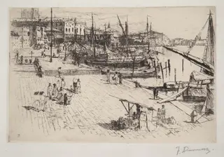 Riva degli Schiavoni, No. 1, by Frank Duveneck, ink, 1880
