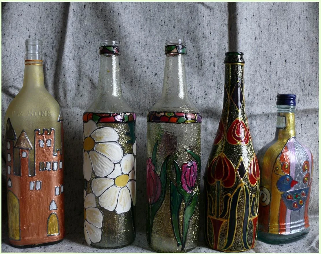 Decorative bottles, detail