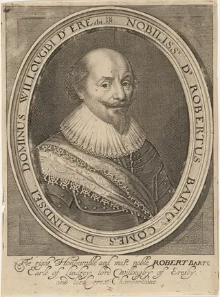 Robert Bertie, First Earl of Lindsey, by Robert van Voerst, ink, 1616