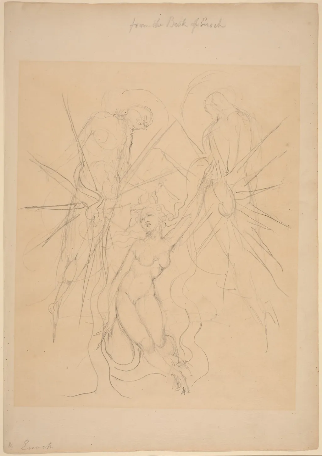 The Descent of the Angels to One of the Daughters of Men, by William Blake, graphite, 1826