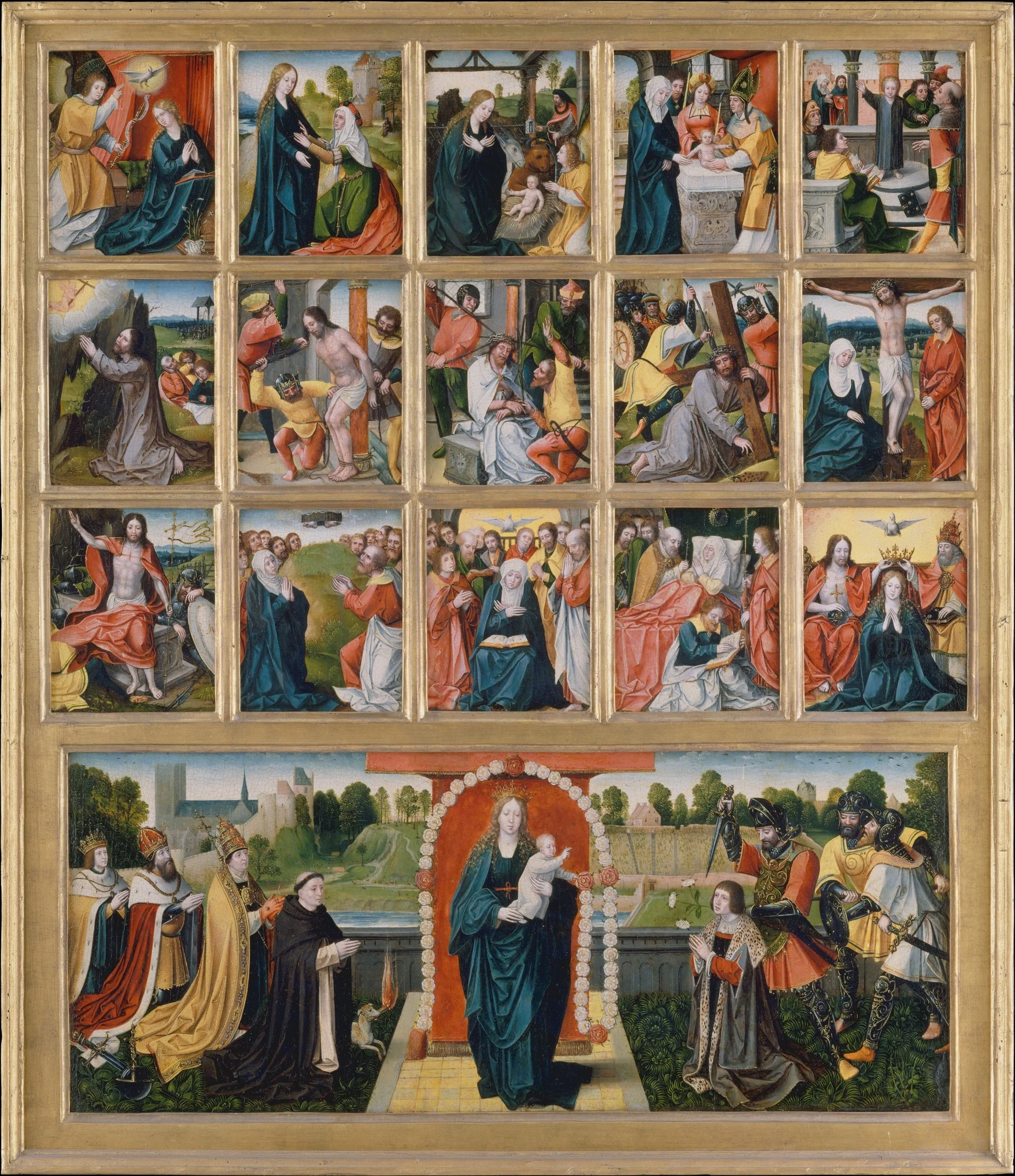 The Fifteen Mysteries and the Virgin of the Rosary, detail