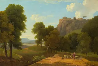 Shepherd with His Flock, by Jean Victor Bertin, oil, 1820