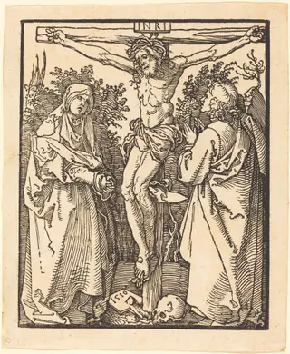 Christ on the Cross with Mary and Saint John, by Albrecht Dürer, ink, 1510