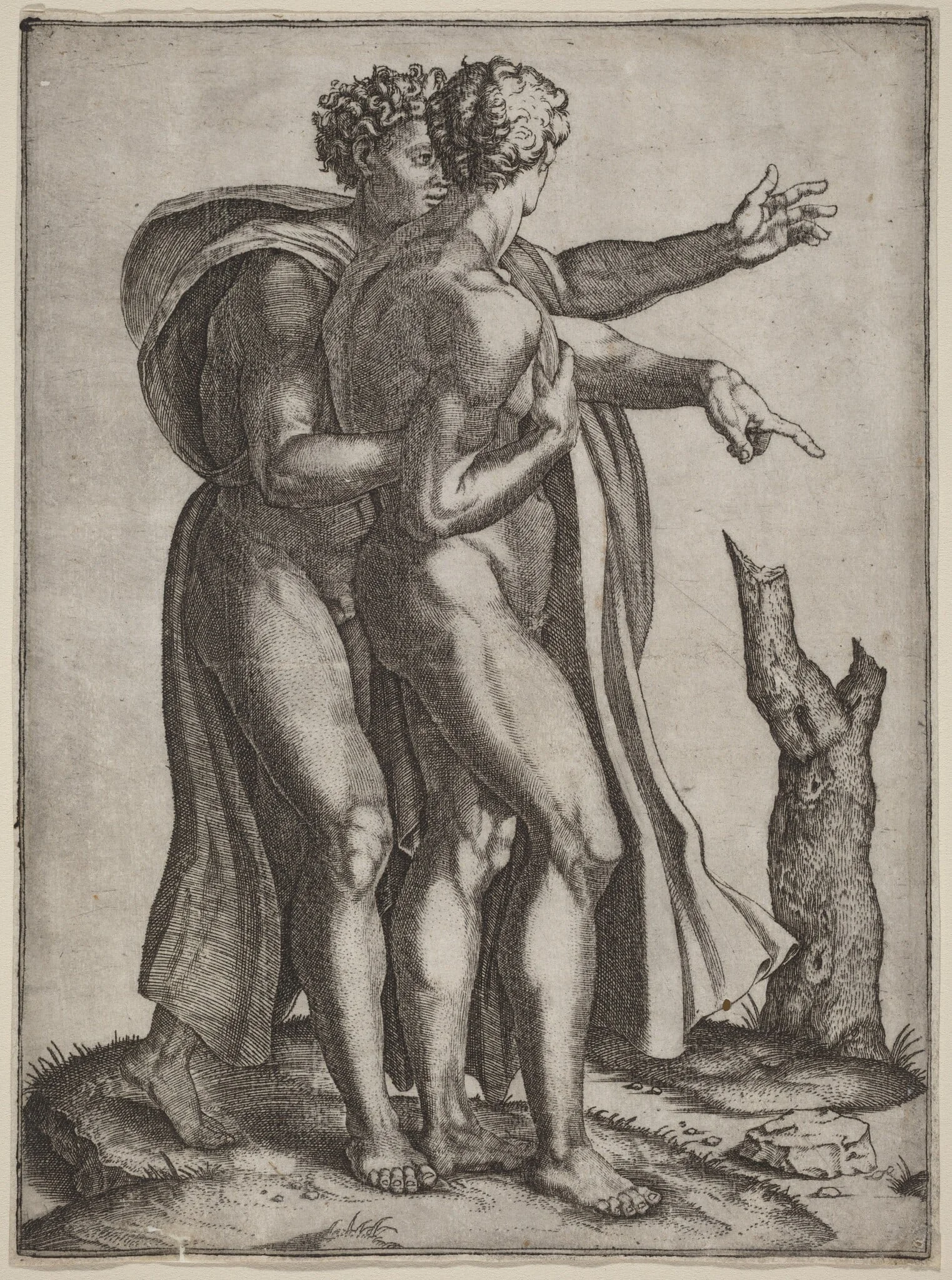 Two Nude Men, detail