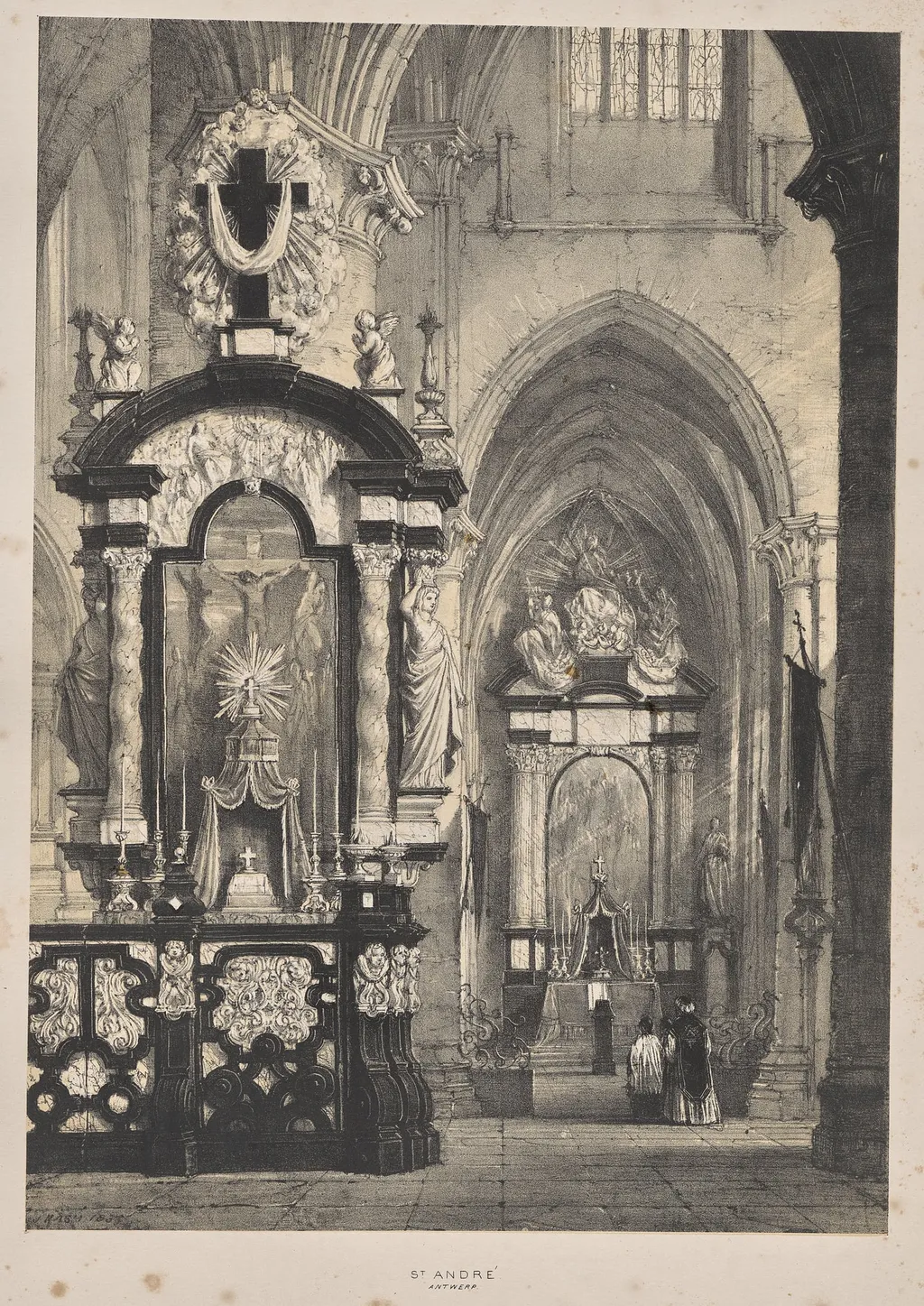 Architecture of the Middle Ages:  St. Andre, Antwerp, by Joseph Nash, 1838
