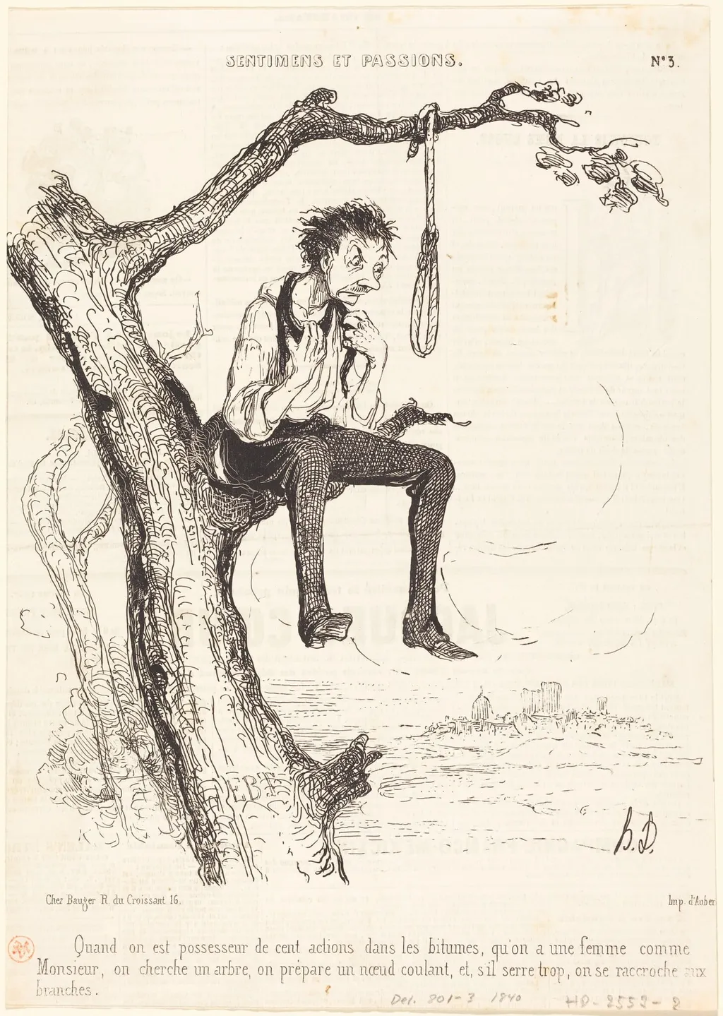 Quand on est possesseur de cent actions..., by Honoré Daumier, ink, 1840