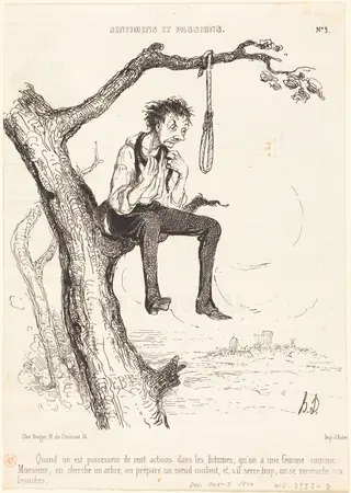 Quand on est possesseur de cent actions..., by Honoré Daumier, ink, 1840