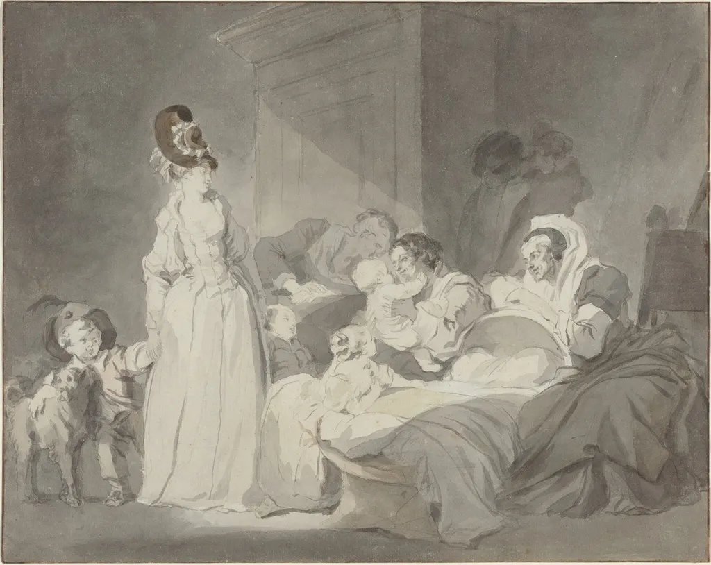 Visit to the Nurse, by Jean Honoré Fragonard, chalk, 1785