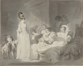 Visit to the Nurse, by Jean Honoré Fragonard, chalk, 1785