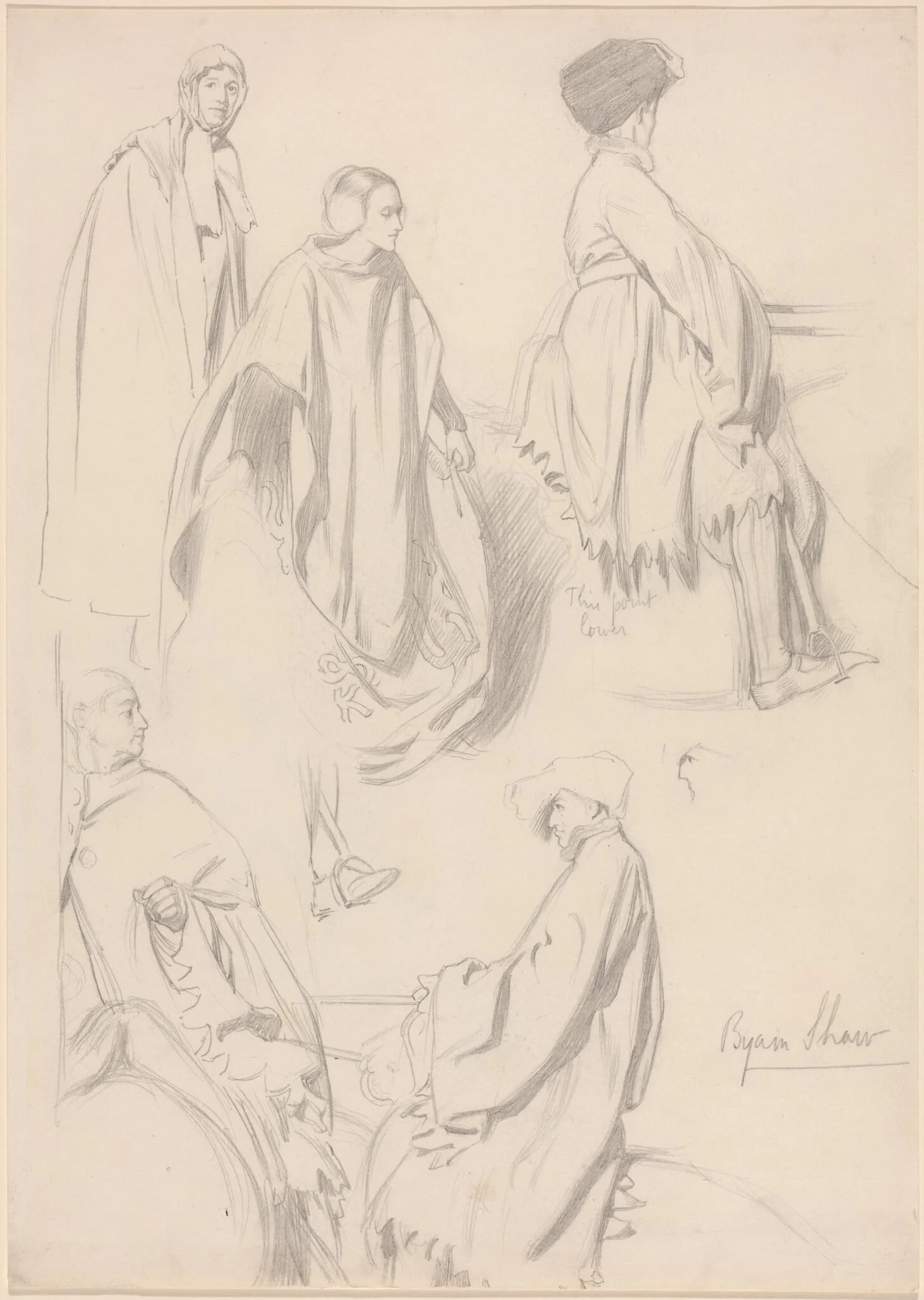 Studies of Men and Women in Medieval Dress, detail