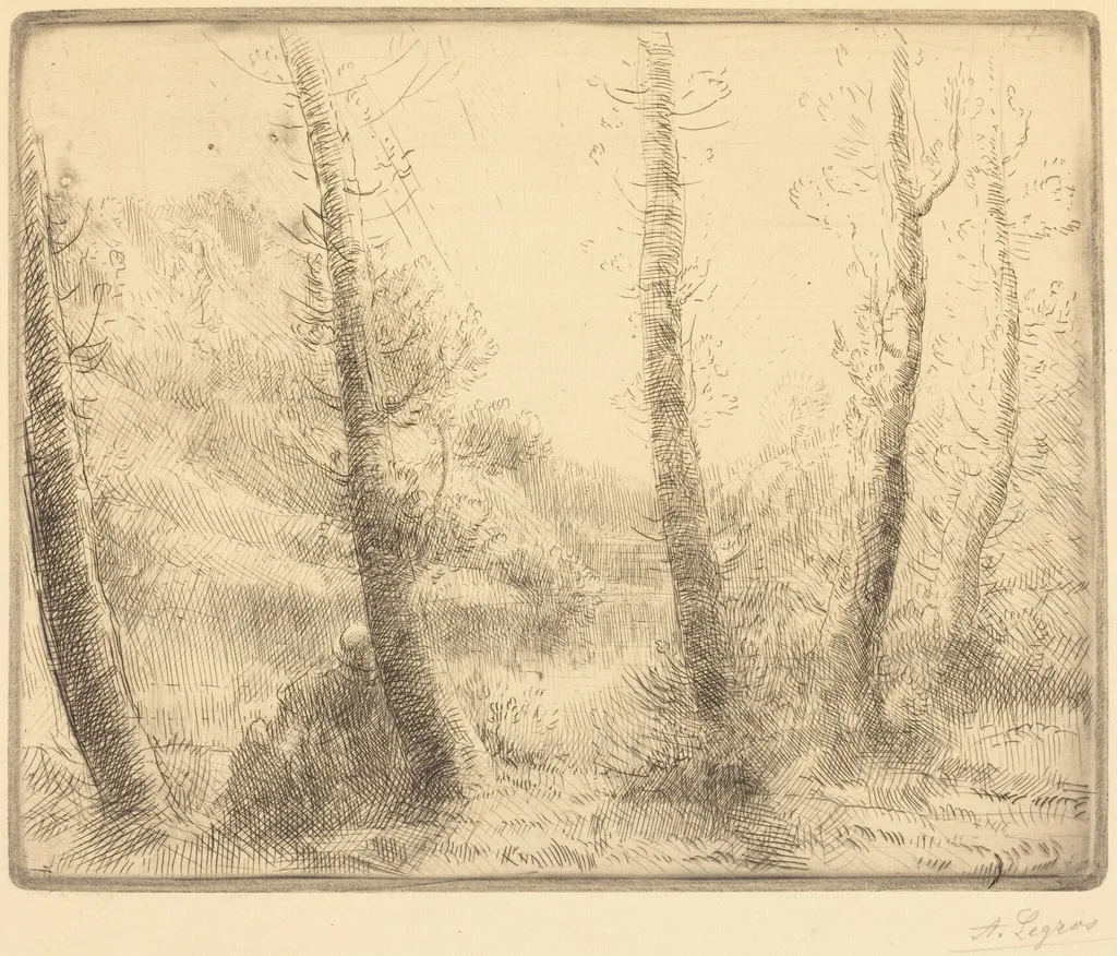 Small Lake (Le petit lac), by Alphonse Legros, ink, 1874