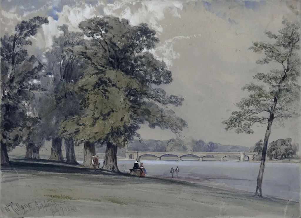 View on the Serpentine, Hyde Park, by William Callow, watercolor, 1841
