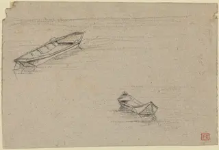 Two Boats for "L'Abside de Notre-Dame de Paris", by Charles Meryon, graphite, 1854