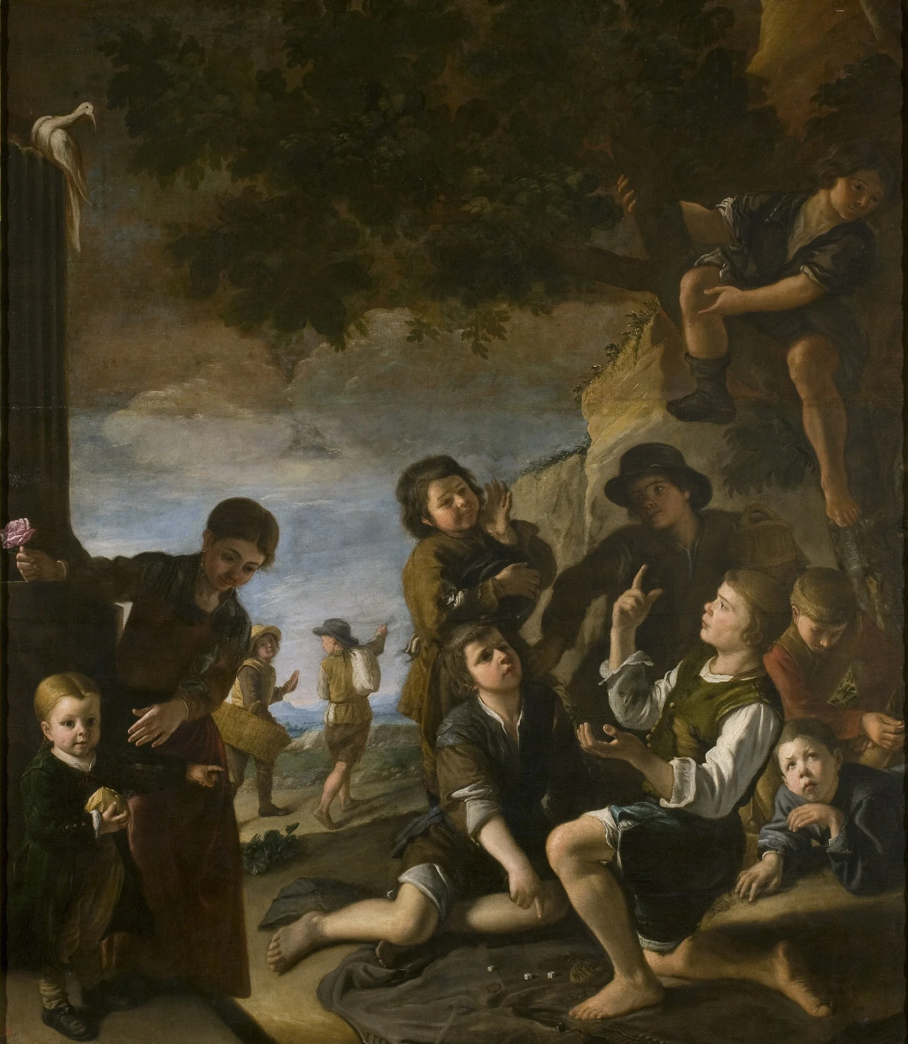 Niños jugando a los dados, detail