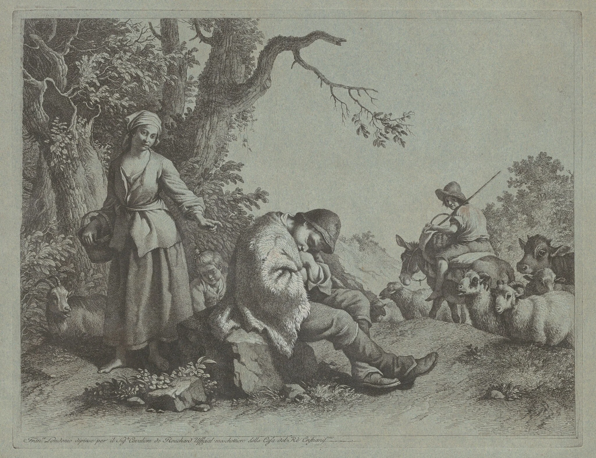 Sleeping Shepherd Boy and Woman with a Child, detail