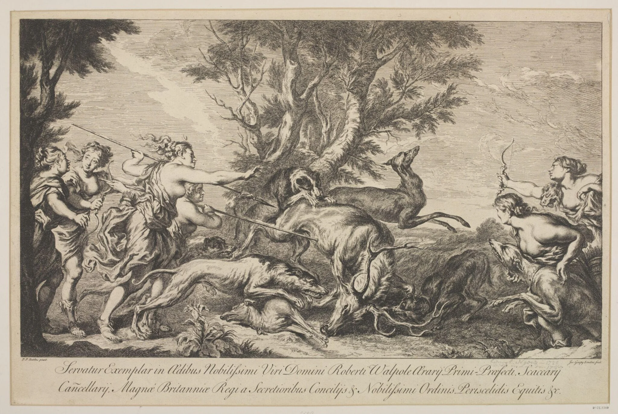 Diana and her nymphs chasing the stag, detail