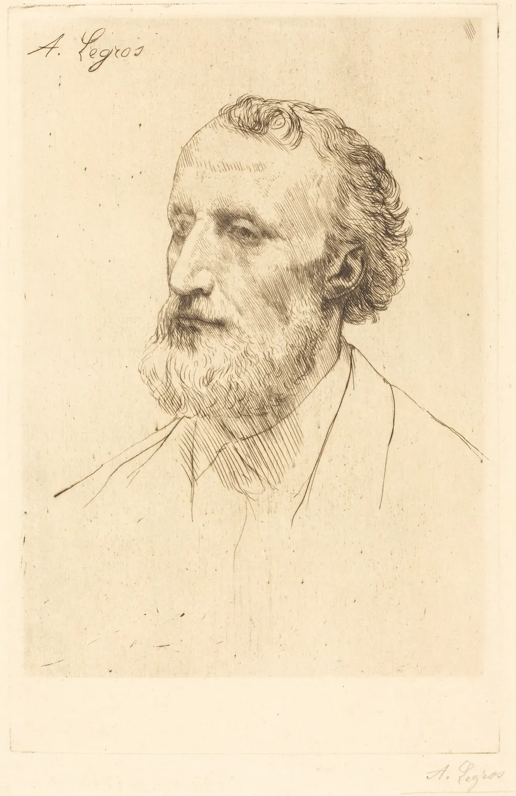 Jules Dalou, 1st plate, by Alphonse Legros, ink, 1874
