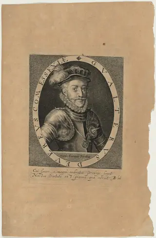 Walter Devereux, First Earl of Essex, by Magdalena van de Passe, ink, 1620