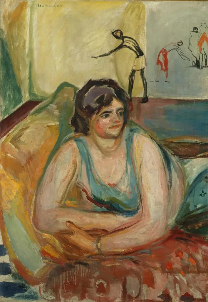 Woman Lying Down, by Edvard Munch, oil, 1916