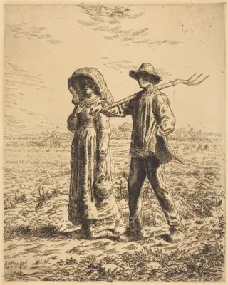 Departure for Work (Le depart pour le travail), by Jean François Millet, ink, 1863