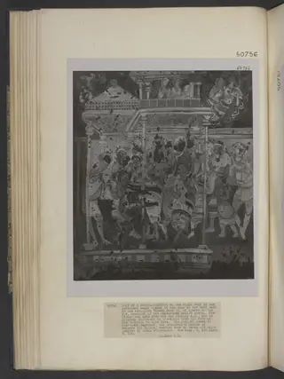 Copy of painting in the caves of Ajanta (cave 2), by John Griffiths, oil, 1882