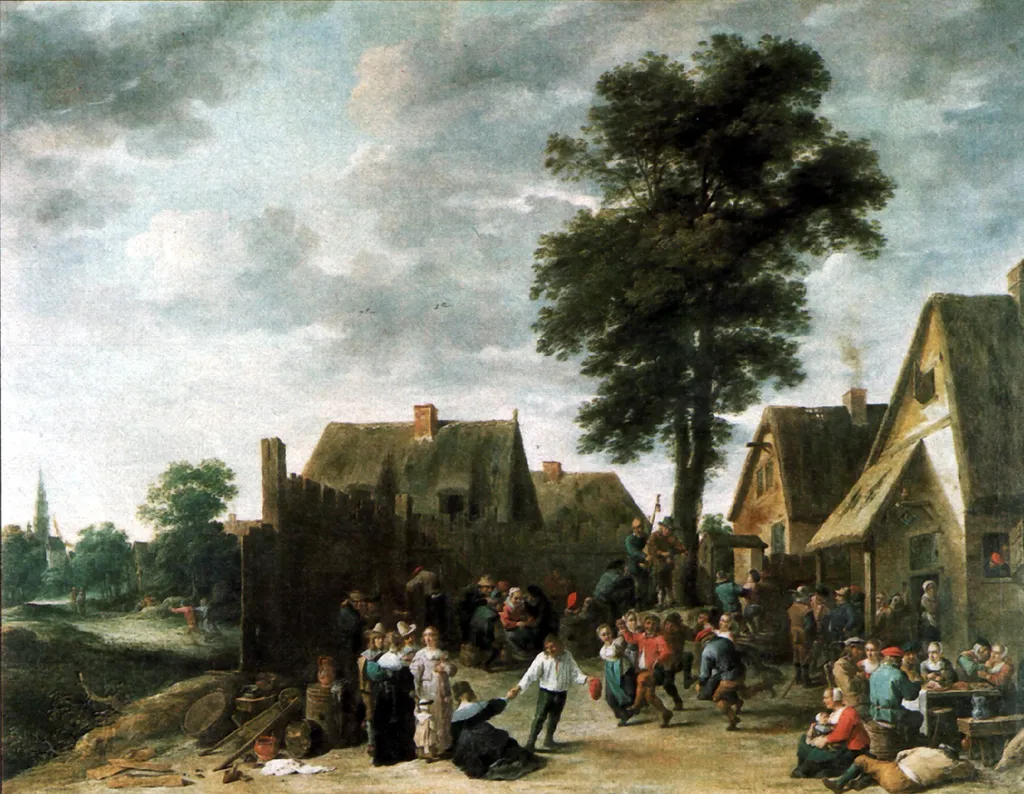 Village Festival at Inn "De Halve Maan", by David Teniers the Younger, oil, 1641