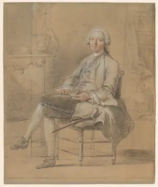 Seated Man Holding a Snuff Box, by Louis Aubert, 1755
