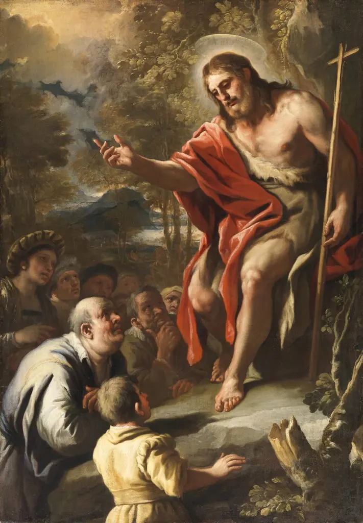 Saint John Preaching in the Wilderness, by Luca Giordano, oil, 1679