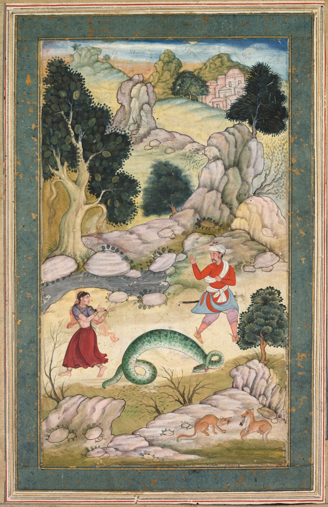 Lovers Parting, Page from a Book of Fables, detail