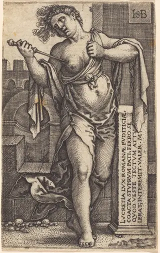 Lucretia Standing, by Sebald Beham, ink, 1540