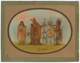 Two Saukie Chiefs and a Woman, by George Catlin, oil, 1865