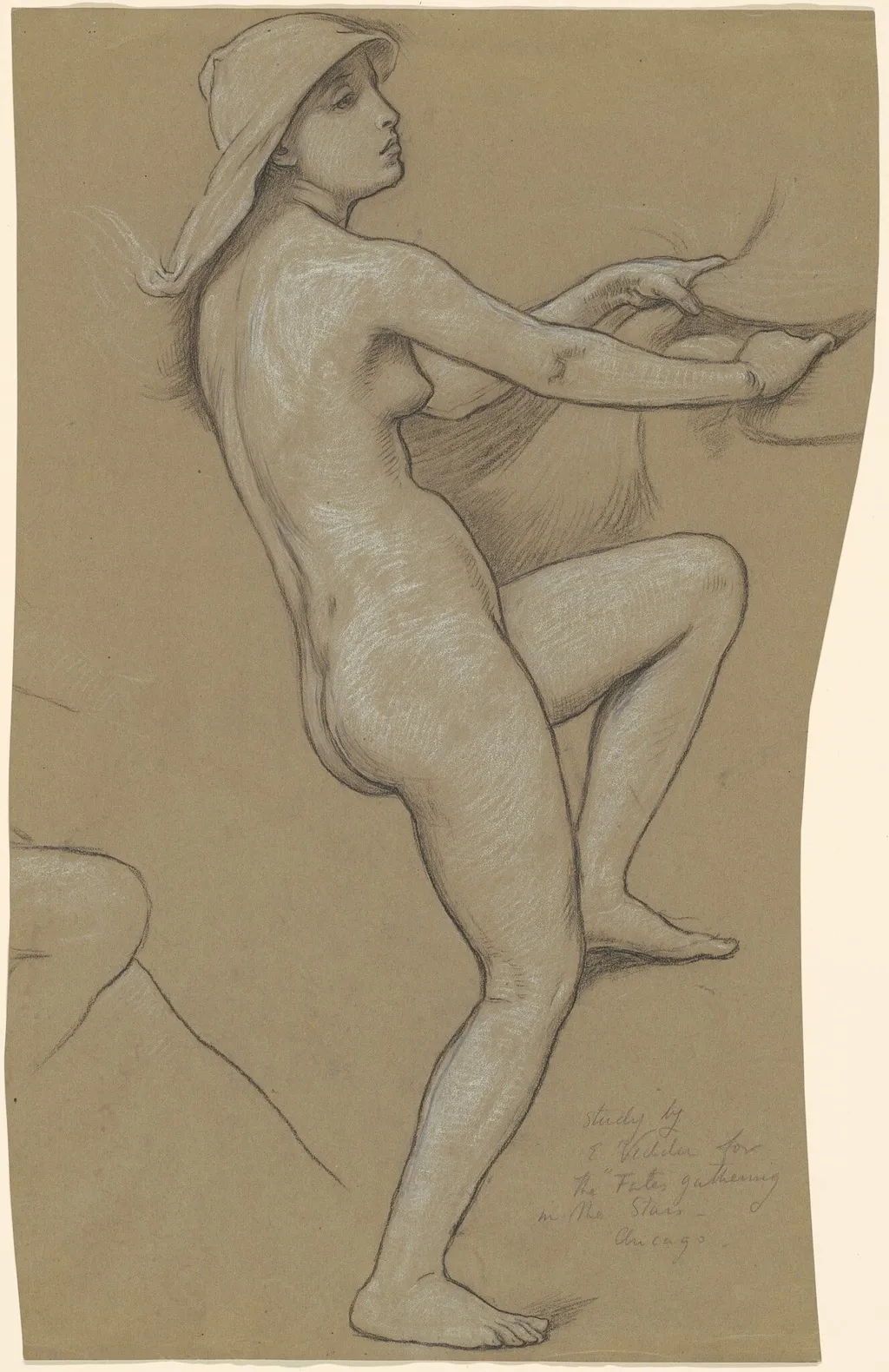 Study for "The Fates Gathering in the Stars", by Elihu Vedder, chalk, 1886