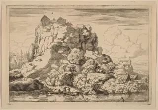 River at the Foot of a High Rock, by Allart van Everdingen, ink, 1650