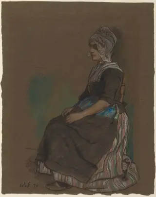 Volendam Girl in Costume, by Emil Orlik, pastel, 1898