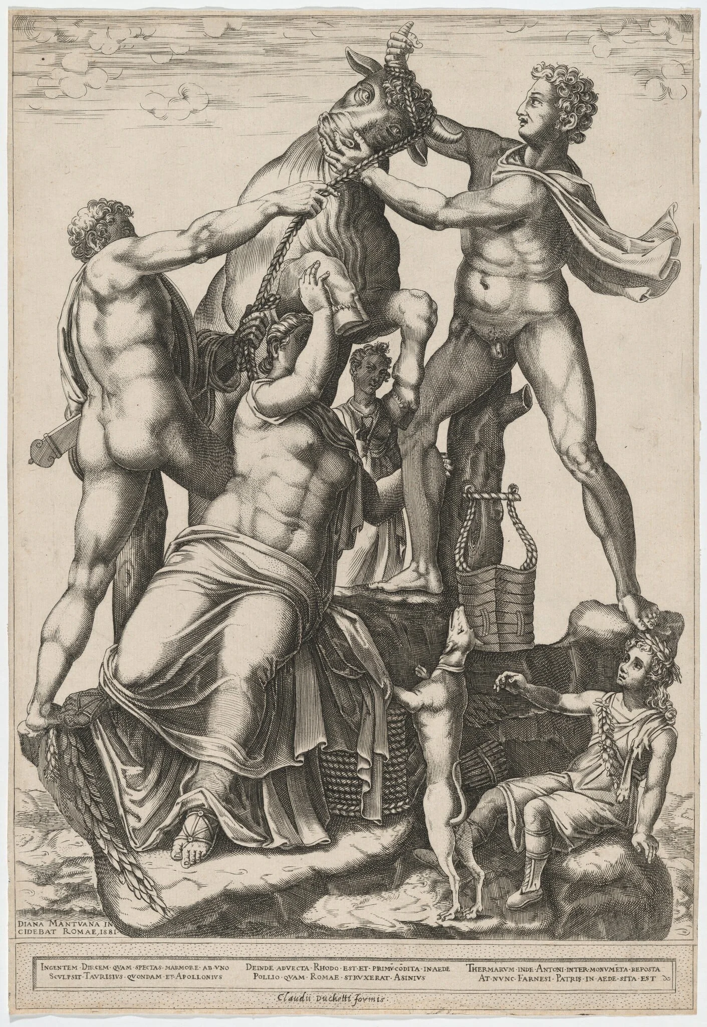 Amphion and Zethus Tying Dirce to a Wild Bull, detail