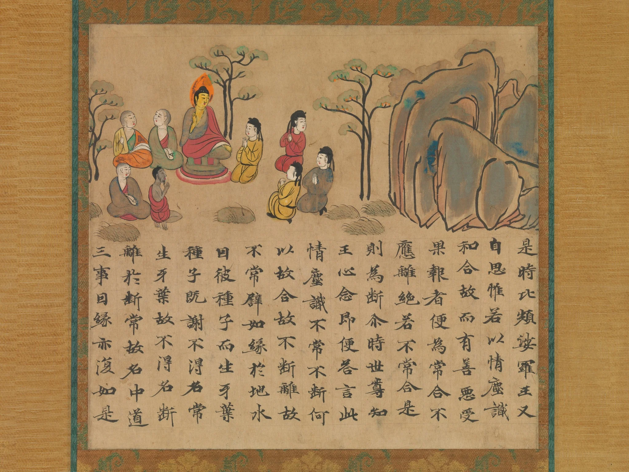Buddha Preaching, a section from the Illustrated Sutra of Past and Present Karma (Kako genzai inga kyō emaki), detail