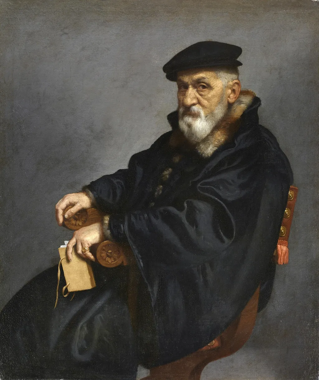 Portrait of a seated Old Man, by Giovanni Battista Moroni, oil