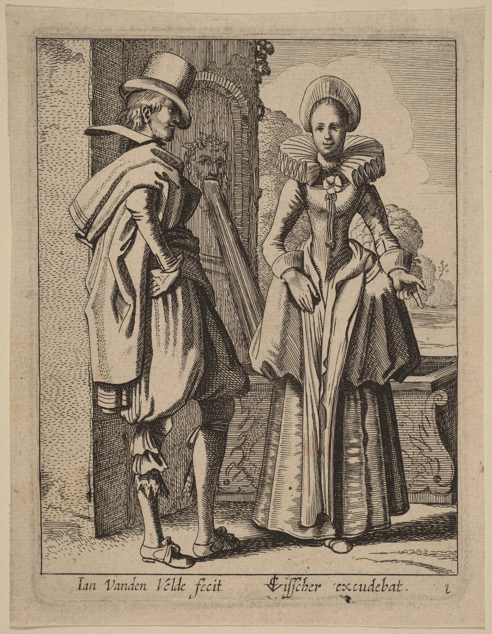 Two Figures in Costume, detail