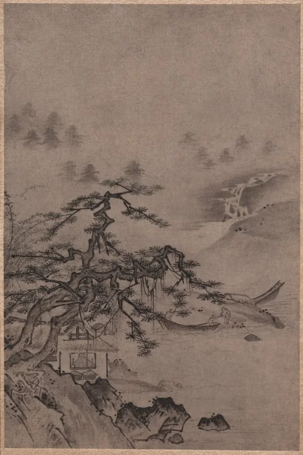 Thatched Hut by Water's Edge, detail